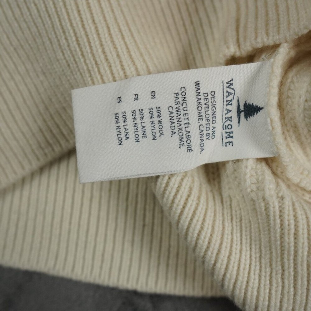 Wanakome Noemie Wool Sweater Women XS‎ Off White Blue Star 1/4 Zip Warm Comfy - Picture 11 of 12